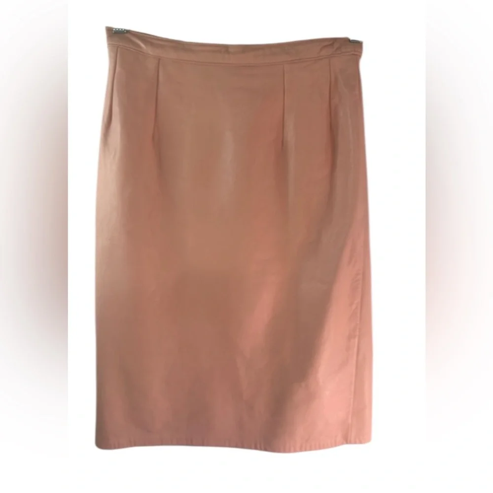 Vintage 80s Cache leather pink midi skirt woman size 10